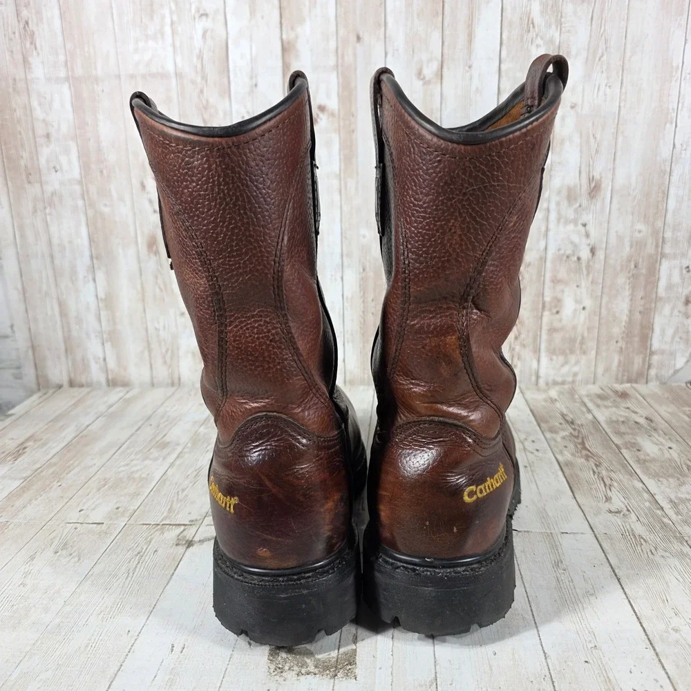 Carhartt Mens 9.5 E2 Brown Leather Wellington Work Boots Vibram EH 3709 - Picture 3 of 8